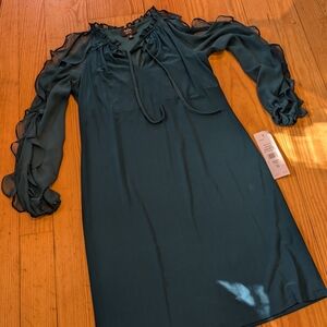 Elegant Long Sleeve Teal Dress